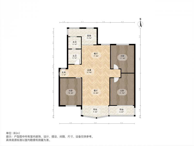 此房为南北向三室二厅一卫，房型方正，南北通透，三房朝南带双阳二手房