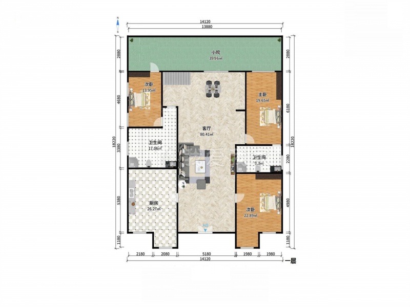 香港花园b区9室3厅户型图