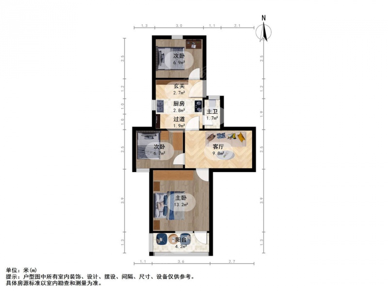 南京我爱我家草场门大街 石头城小区 中楼层三房 户型设计合理 采光视野佳第12张图