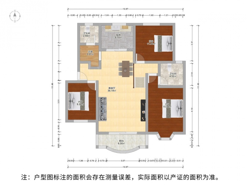 苏州我爱我家银桥新村 3开间飞机户型 中间楼层 全明南北通透 采光无遮挡第15张图