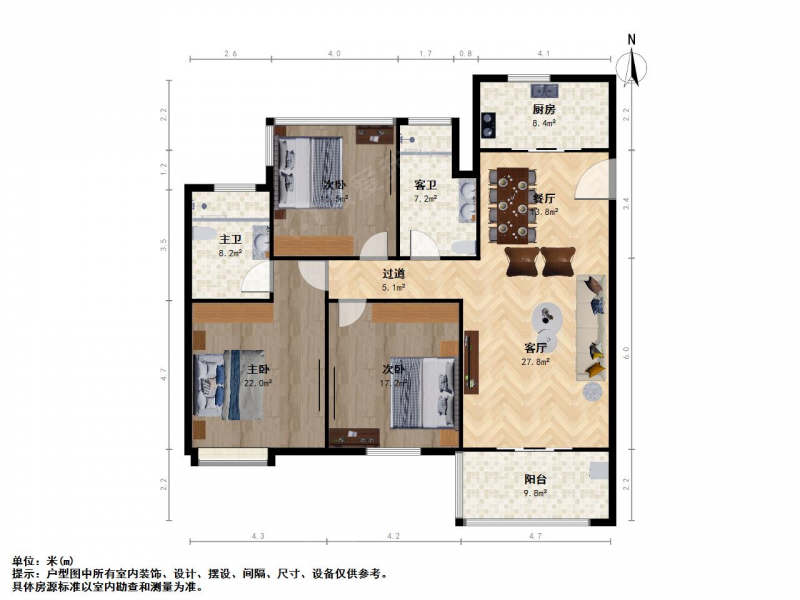 南京我爱我家华润国际社区三室二厅 开发商精装修 通透全明第15张图