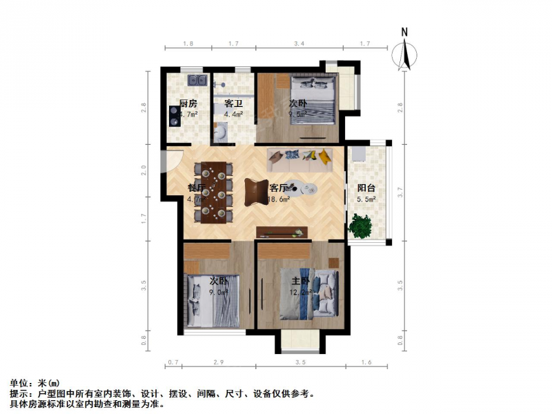 南京我爱我家仙林湖万达茂金小金中小区中间位置，边户南北通透，随时看房第13张图