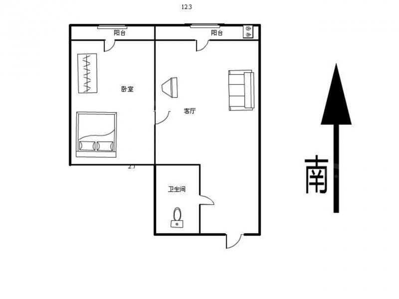 整租 · 咸阳北路街 · 福源公寓 · 1室1厅