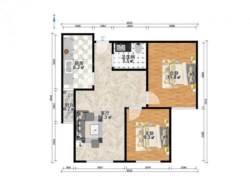 天津我爱我家和苑家园 精装修两室，自住房，小区进口位置 中楼层，价可议。第9张图