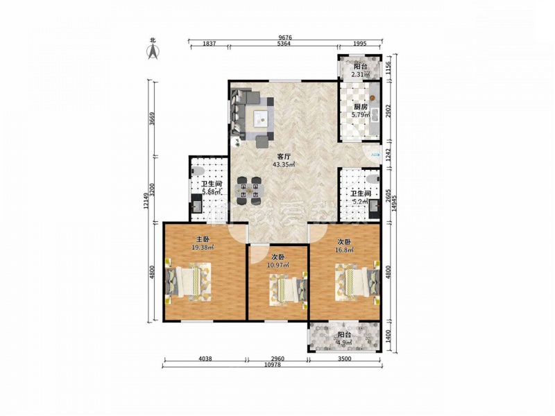 天津我爱我家金蕾花园商品房物业小区，低楼层三室楼间距大采光好。第10张图