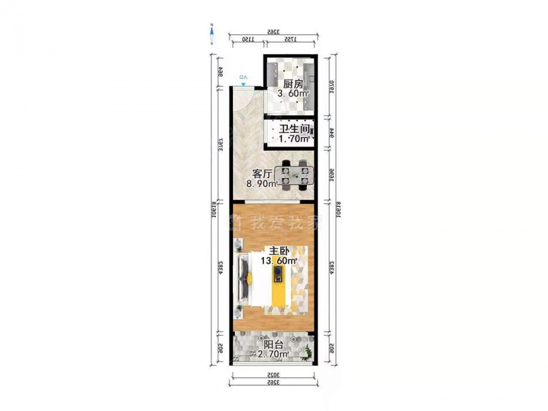 整租·王串场街·华屏里·1室·1厅