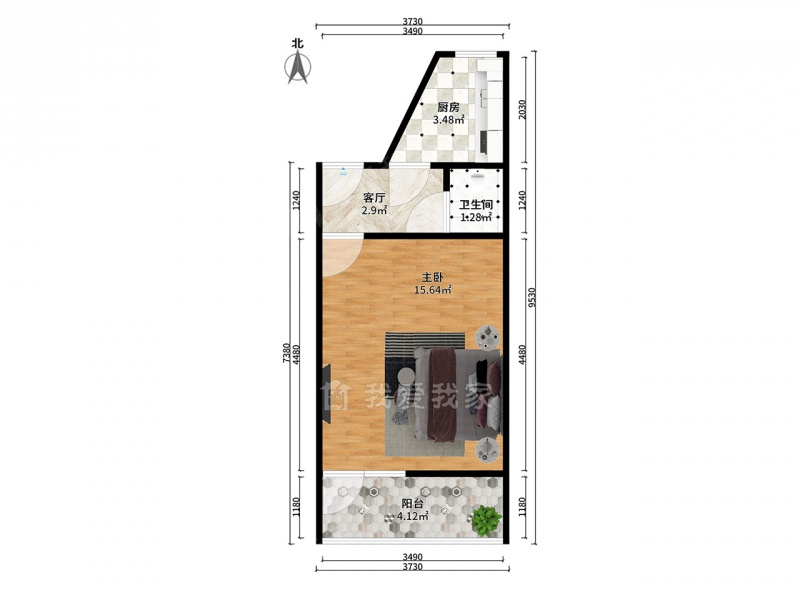 大王庄街 · 新景安里 · 1室 · 1厅二手房