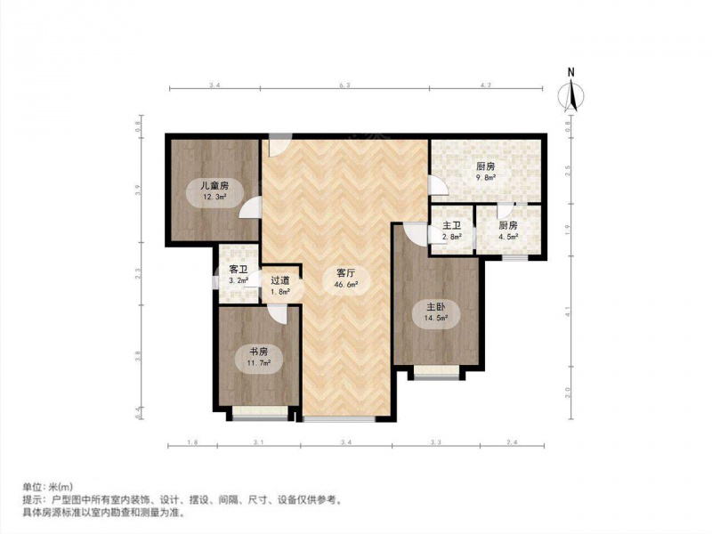 太原我爱我家绿地 · 滨河西路天一城 · 3室 · 2厅第12张图