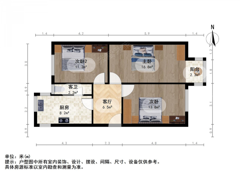 太原我爱我家迎泽大南门海关宿舍3室1厅第11张图