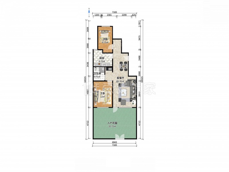 整租·新立街蓝庭馨苑·2室·2厅，有小院，已做硬化