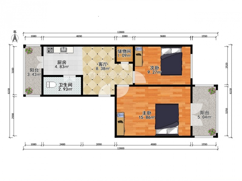 整租 · 月牙河街 · 靖辰南里 · 2室1厅