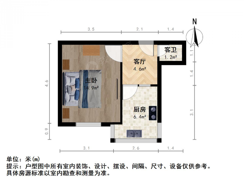 太原我爱我家建设北路 · 建设北路邮局旁边工商银行宿舍 · 1室 · 1厅第7张图