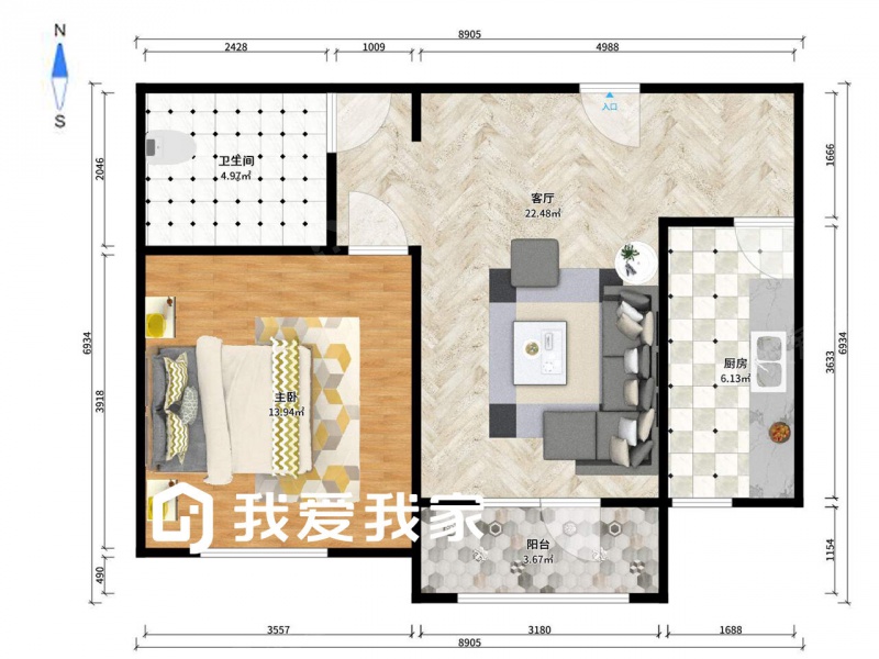 天津我爱我家北辰区 顺义道旁 阳面大一室有电梯第1张图