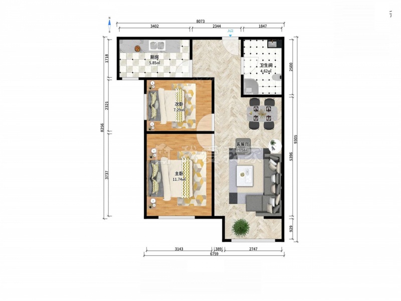 整租·万新街·夏欣园·2室·1厅 近地铁