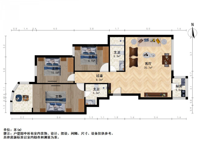 太原我爱我家经园路优山美地三室二厅第14张图